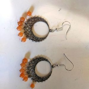 Carnielian crescent earrings